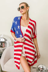 BiBi American Flag Low Gauge Knit Cardigan OutfitFlow