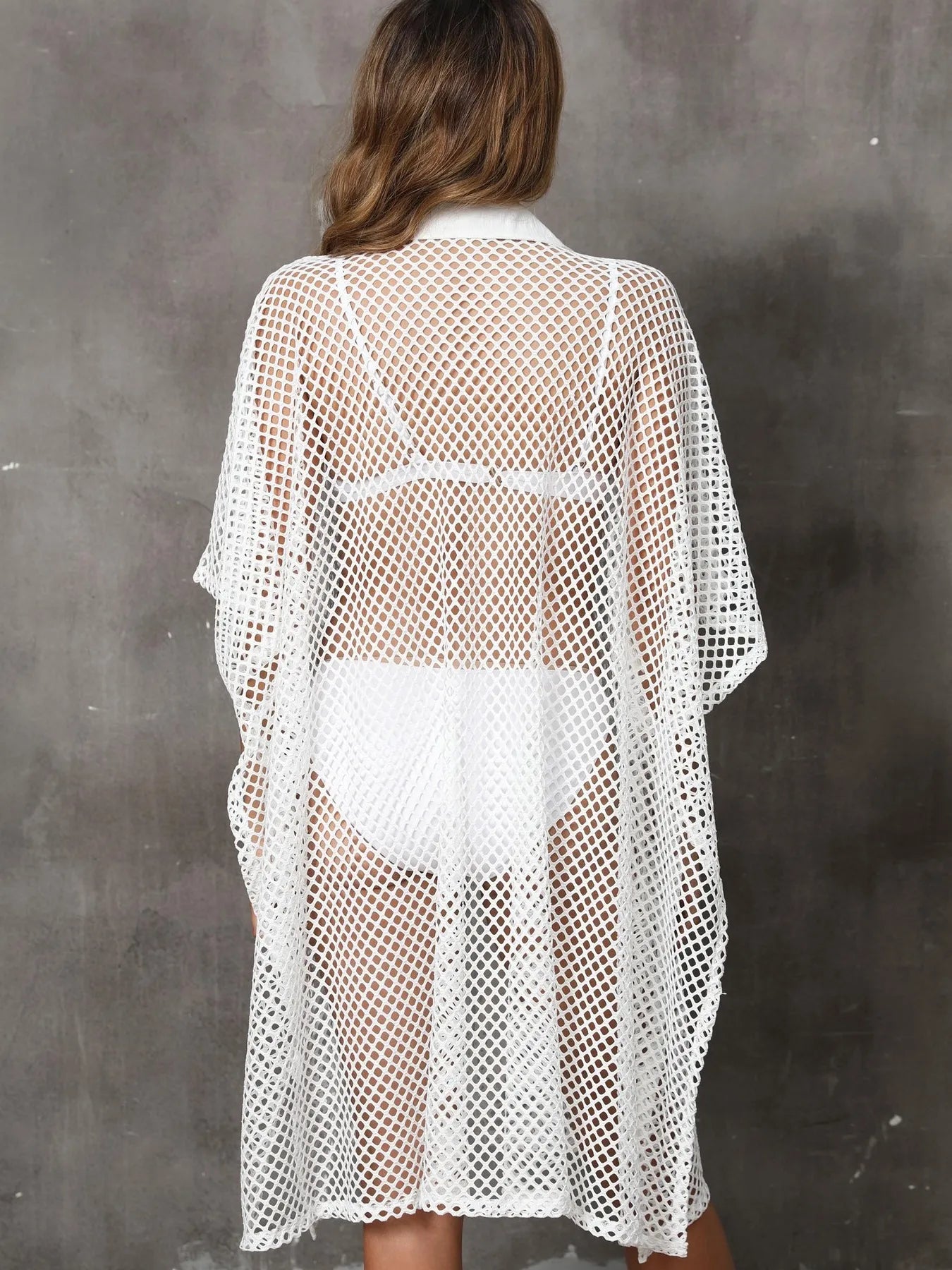 Sheer Mesh Button Up Cover Up OutfitFlow
