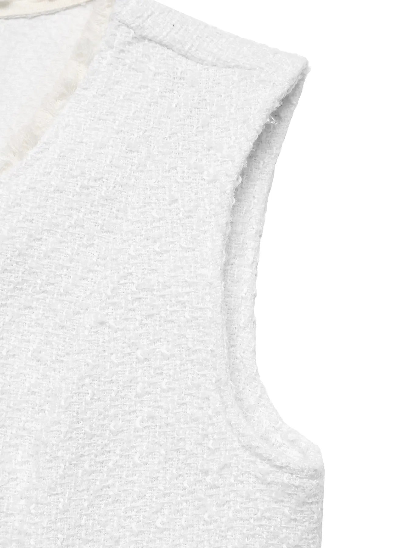 Textured Button-Front Vest with Raw Edge OutfitFlow