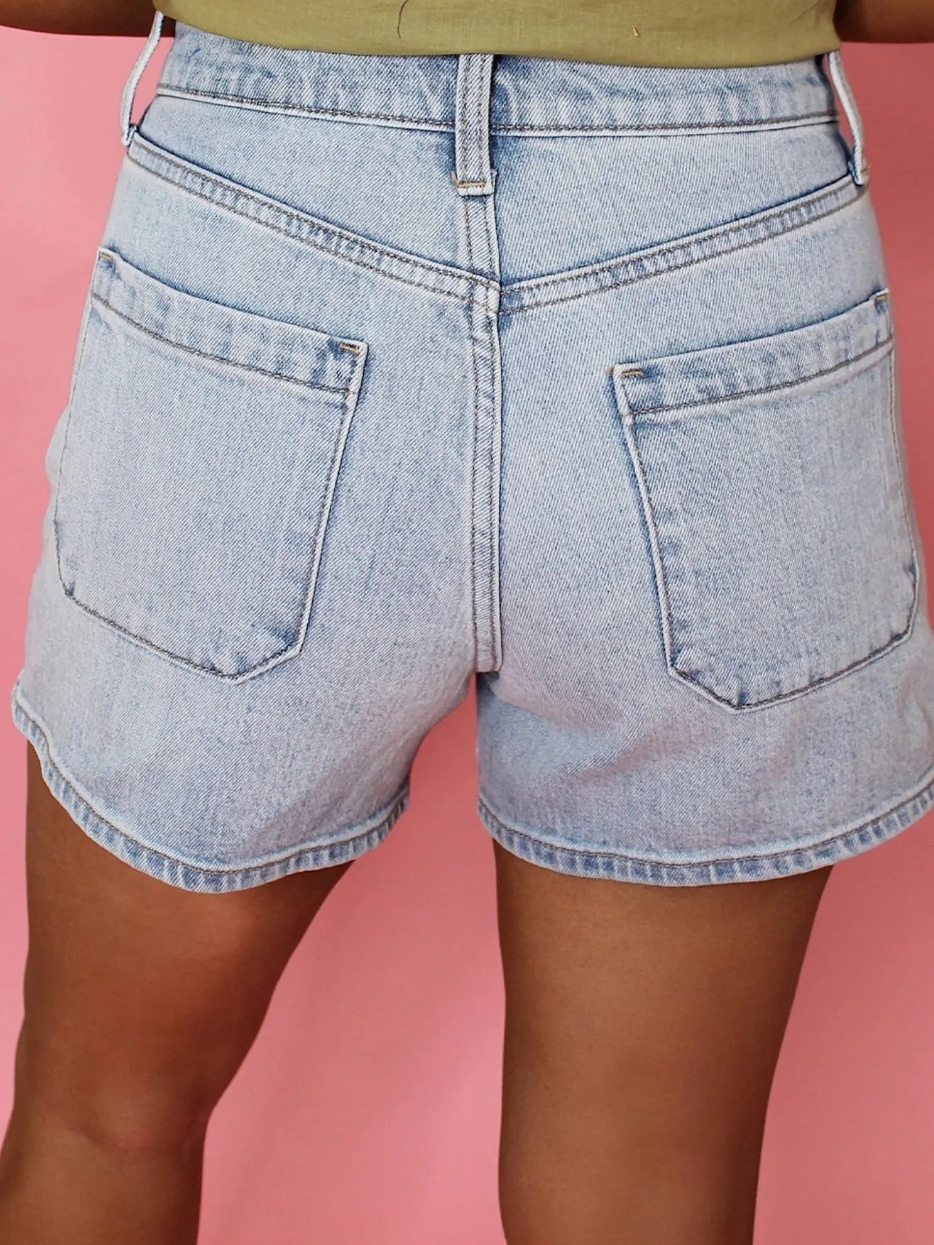 Wash High Rise Denim Shorts OutfitFlow