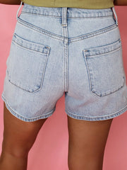 Wash High Rise Denim Shorts OutfitFlow