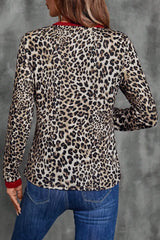 Leopard Print Long Sleeve Blouse OutfitFlow