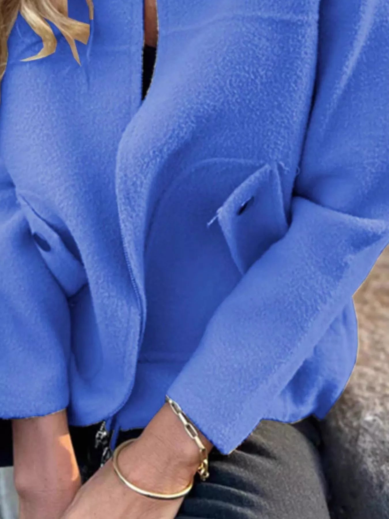 Full Size Textured Knit Zip Up Outerwear Plus Size Trendsi