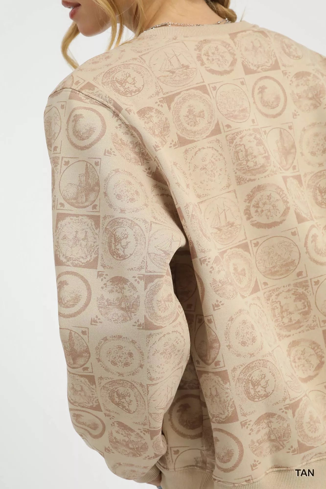 Umgee Coin Stamp Print Sweatshirt OutfitFlow