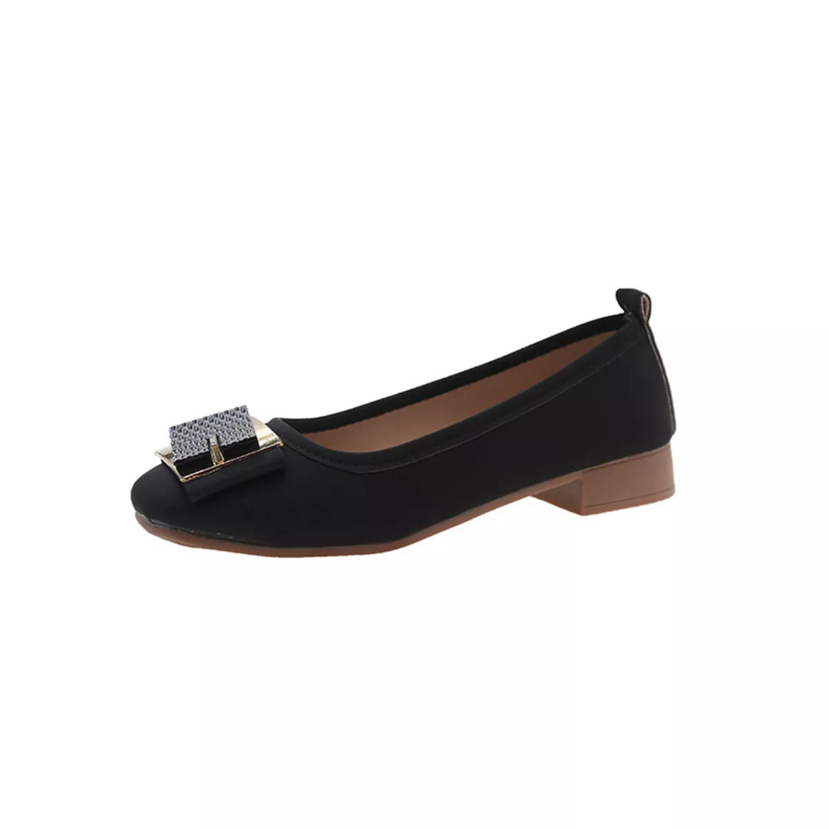 Round Toe Block Heels Slip-Ons OutfitFlow