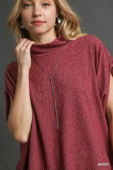 Umgee Textured Mock Neck Relaxed Top OutfitFlow