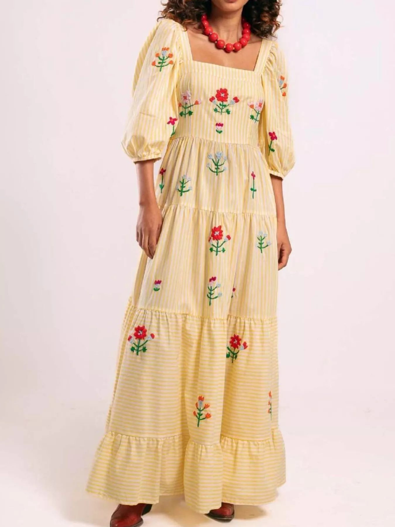 Square Neck Tiered Maxi Dress OutfitFlow