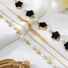 4-Piece 18K Gold-Plated Alloy Resin Bracelet OutfitFlow