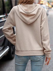 Drawstring Textured Dropped Shoulder Hoodie OutfitFlow