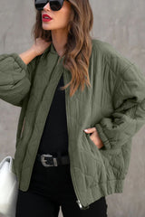 Outfit Flow - Zip Up Drop Shoulder Long Sleeve Puffer Jacket