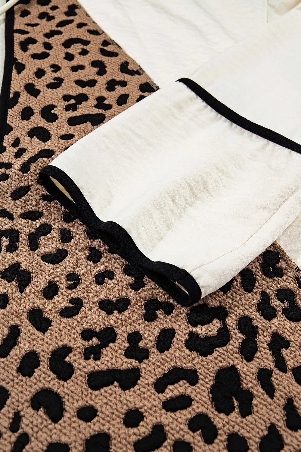 Drawstring Leopard Long Sleeve Hooded Jacket OutfitFlow