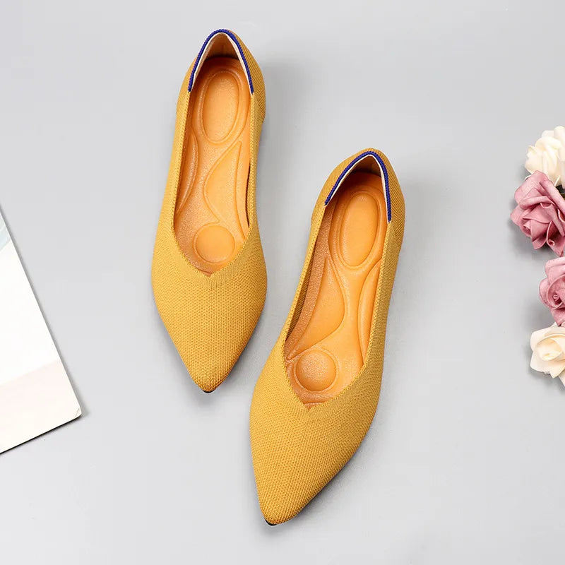 Point Toe Block Heels Slip-Ons Gold OutfitFlow