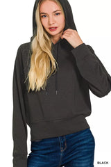 Zenana Drawstring Scuba Hoodie OutfitFlow