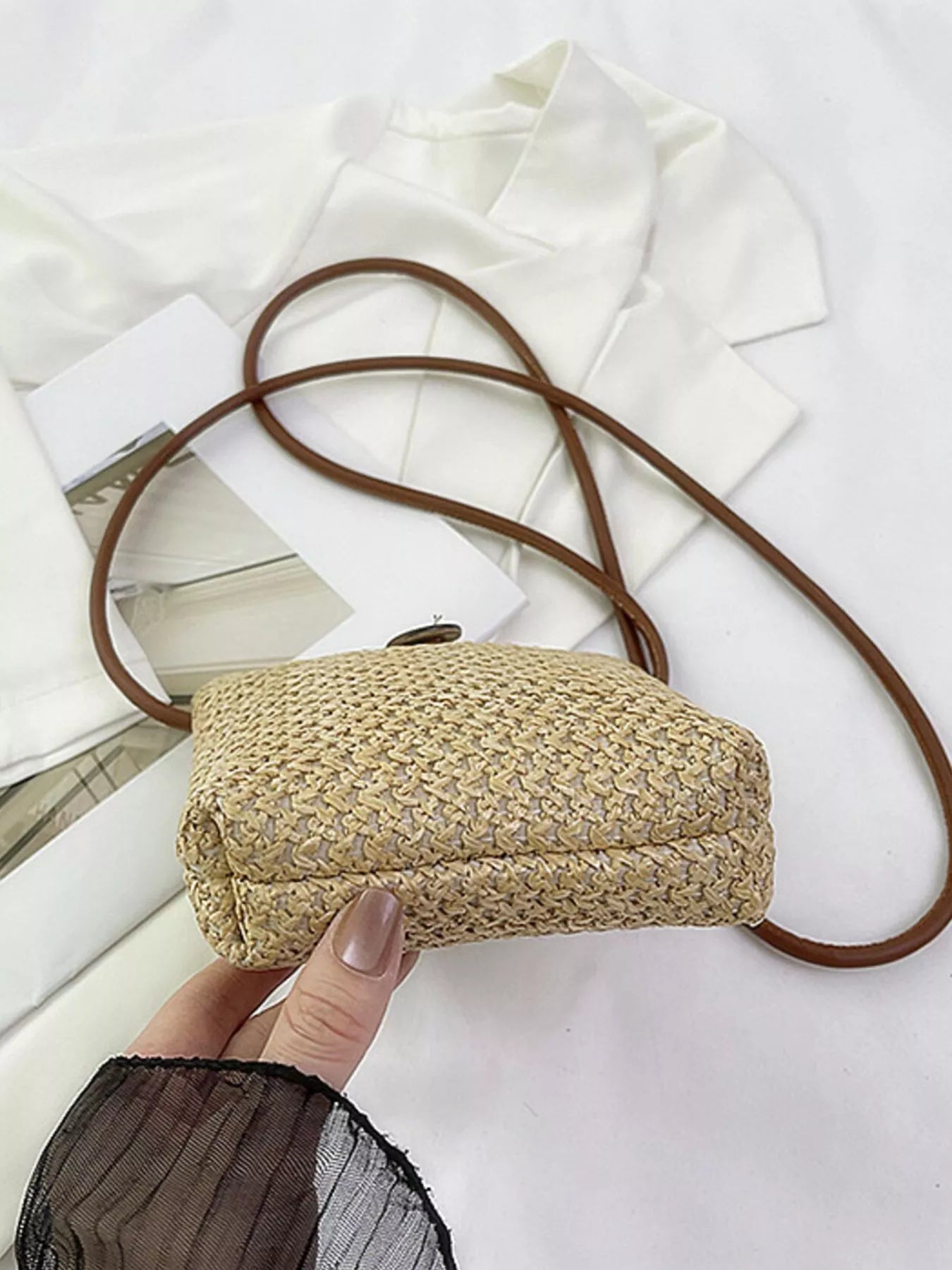 Straw Woven Crossbody Bag OutfitFlow