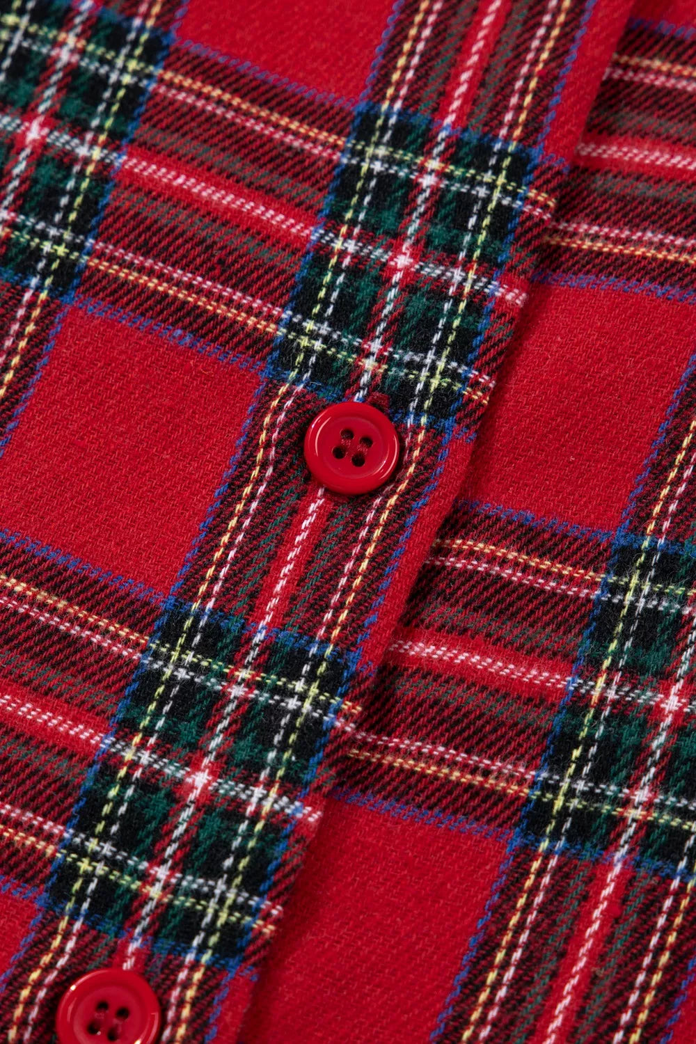 Plaid Contrast Patched Christmas Holiday Long Sleeve Shirt and Short 2pcs Pajama Set OutfitFlow