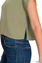 Zenana Woven Crinkle Gauze Crop Tee and Skirt Set OutfitFlow