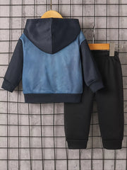 Children's Button Up Hooded Jacket & Pants Set Trendsi