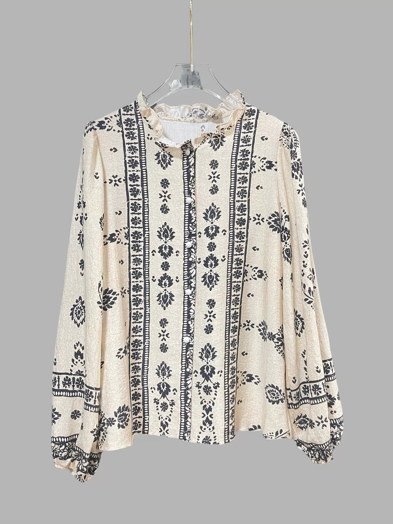 Printed Long Sleeve Blouse OutfitFlow