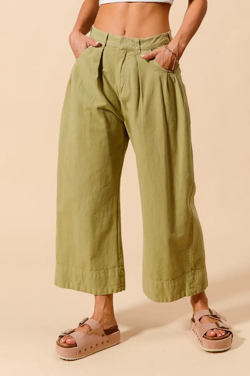 SO ME Mid Rise Wide Leg Chino Pants With Pockets OutfitFlow