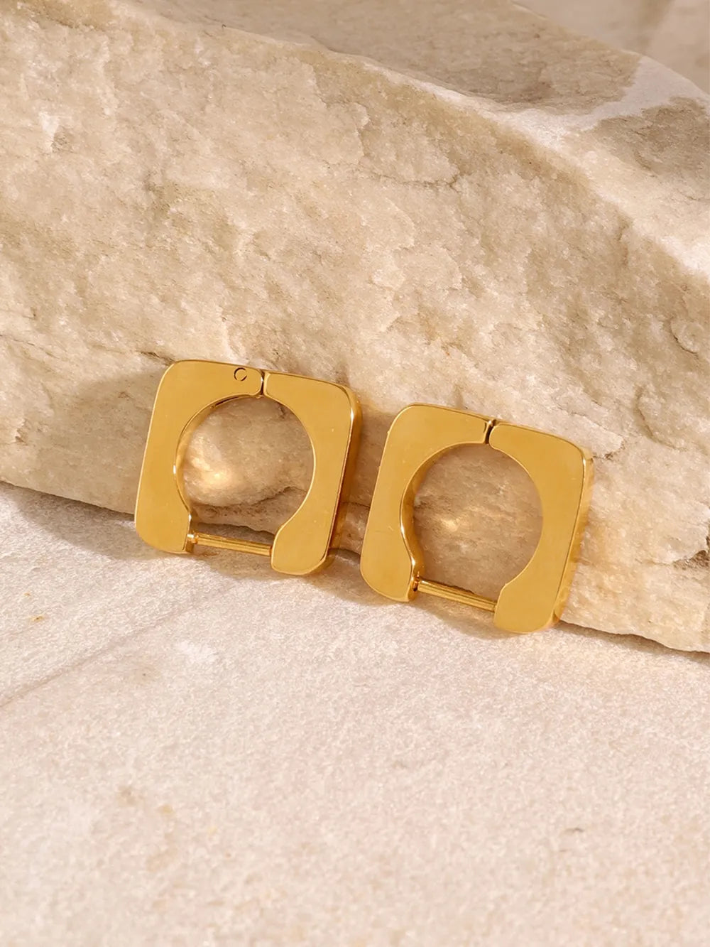 18K Gold-Plated Stainless Steel Square Earrings OutfitFlow