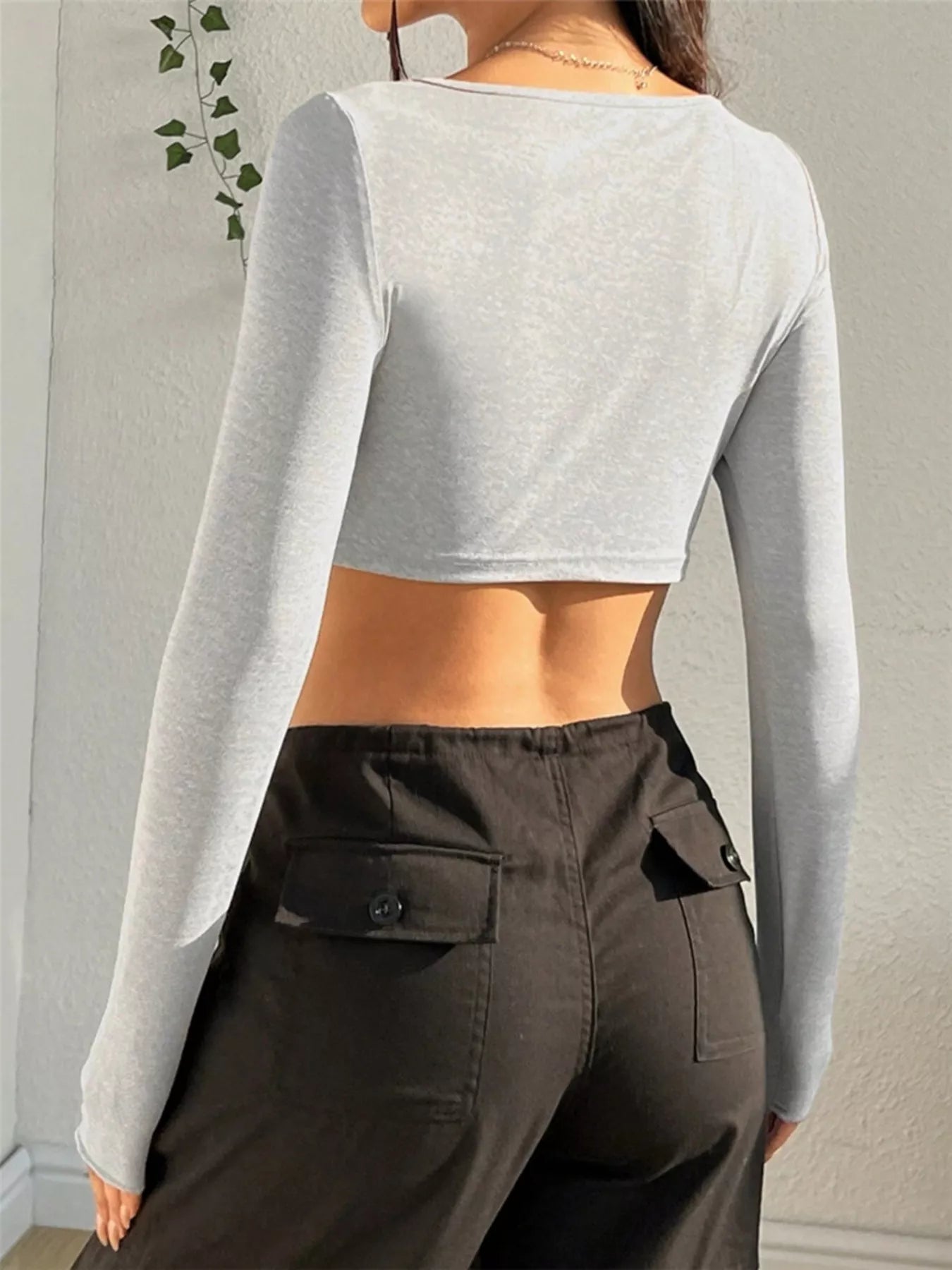 Twisted Front Long Sleeve T-Shirt OutfitFlow