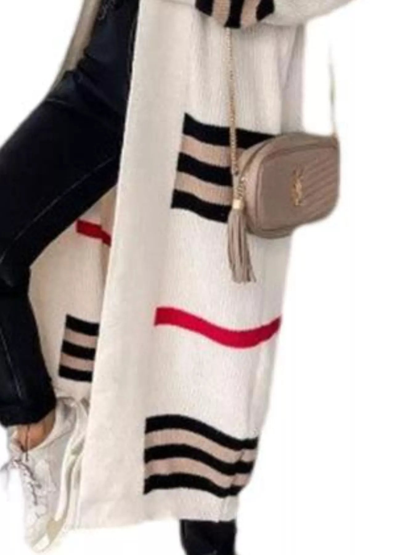 Striped Longline Open Front Cardigan OutfitFlow