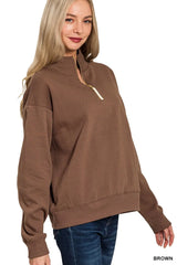 Zenana Fleece Half Zip Sweatshirt OutfitFlow