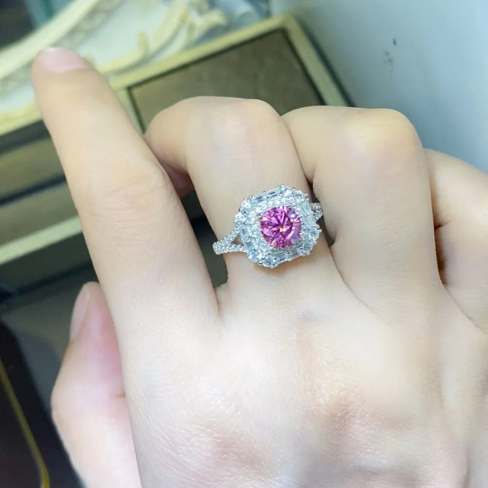 1 Carat Moissanite Zircon 925 Sterling Silver Ring OutfitFlow