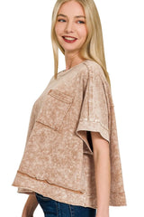 Zenana Halo Snow Washed Oversized Crop Box Tee OutfitFlow