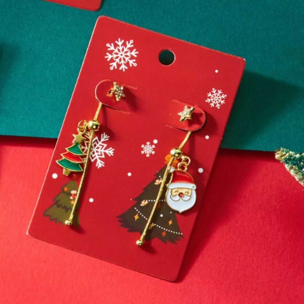 Christmas Santa Asymmetrical Drop Earrings OutfitFlow