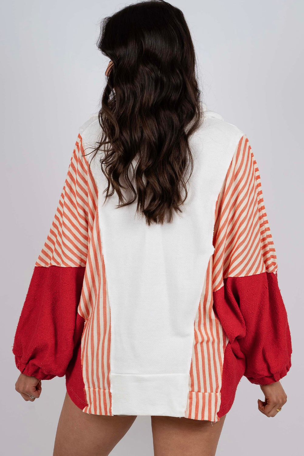 Outfit Flow - Striped Johnny Collar Long Sleeve Sweatshirt