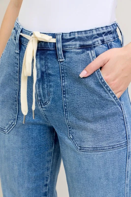 Judy Blue Full Size High Waist Denim Jogger Plus Size OutfitFlow