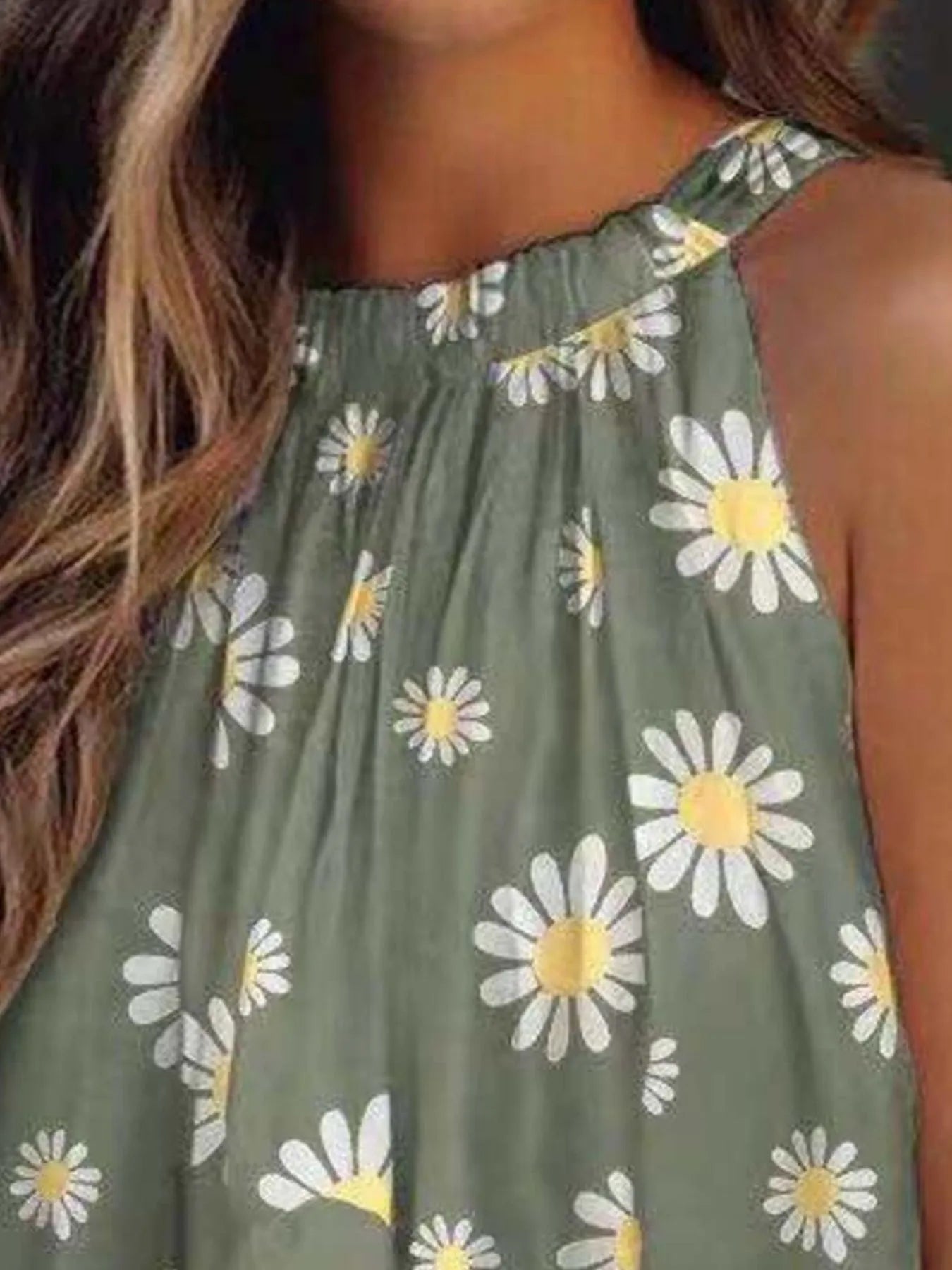 Ruffled Printed Halter Neck Cami Top OutfitFlow