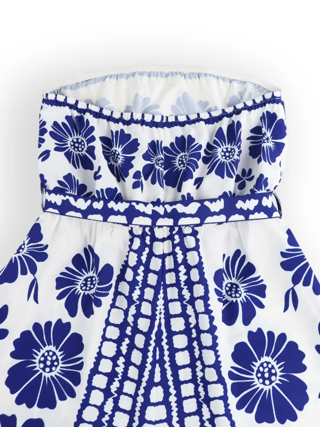 Printed Tube Tie Waist Romper OutfitFlow