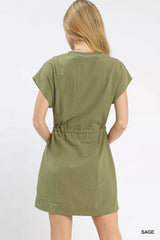 Umgee Embroidered Floral Mini Dress with Waist Tie OutfitFlow