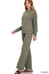 Zenana Ribbed Long Sleeve Hoodie OutfitFlow