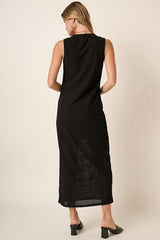Mittoshop Side Slit Round Neck Sleeveless Dress OutfitFlow