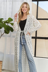 ADORA Long Sleeves Crochet Elastic Cardigan OutfitFlow