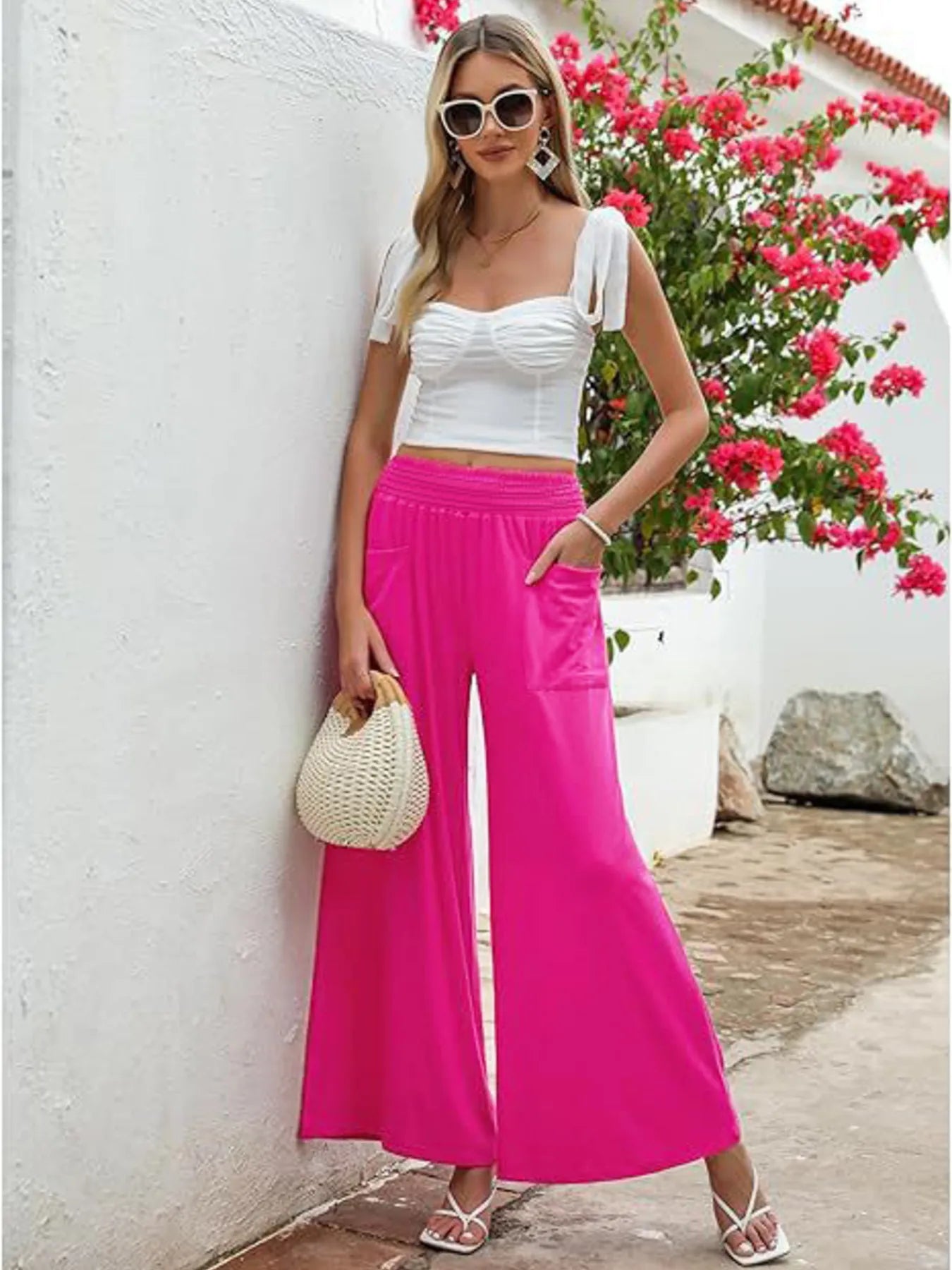 High-Waisted Wide Leg Pants with Pockets OutfitFlow