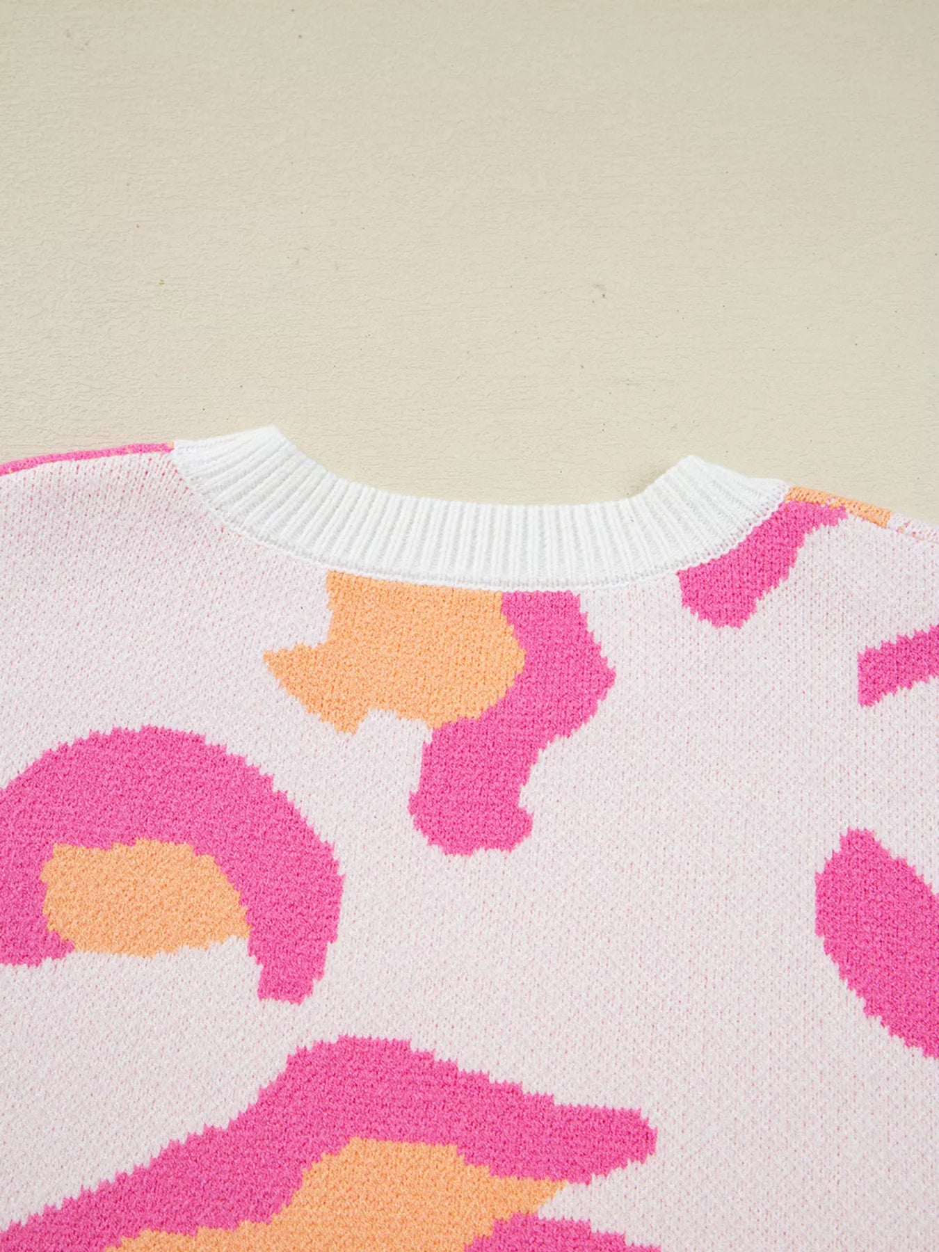 Leopard Print Drop Shoulder Baggy Sweater OutfitFlow
