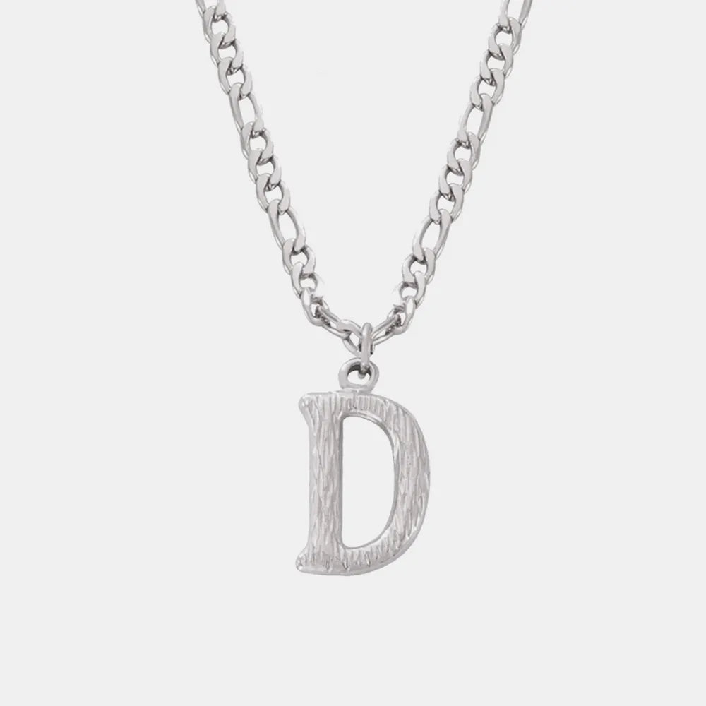Titanium Steel Letter Pendant Necklace Style D One Size OutfitFlow
