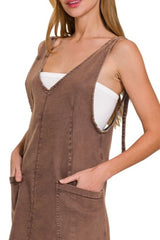 Zenana Washed Adjustable Strap Denim Overall Dress OutfitFlow