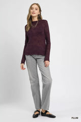 Umgee Lace Sheer Long Sleeve Top OutfitFlow