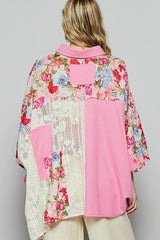 POL Thermal and Crochet Lace Mix Shirt with Floral Pattern Trendsi
