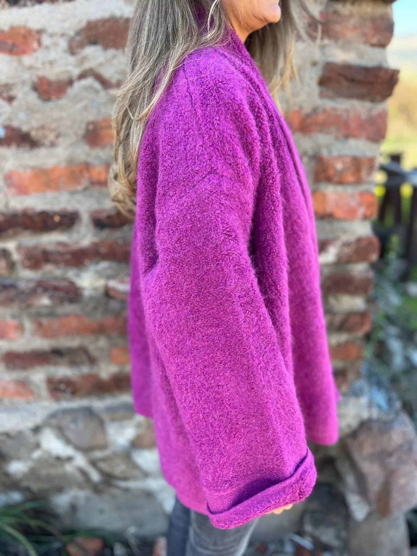 Open Front Long Sleeve Fluffy Jacket Trendsi