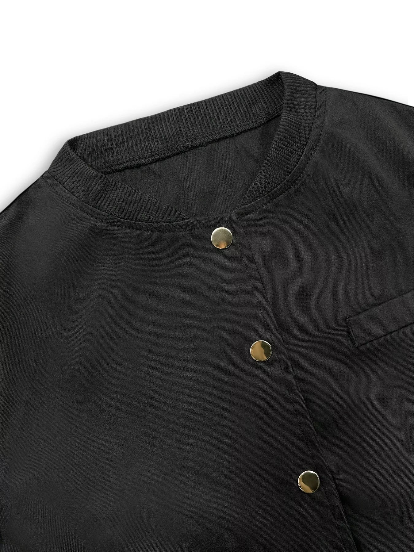 Snap Down Cropped Bomber Jacket OutfitFlow