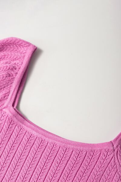 Textured Square Neck Half Sleeve Top OutfitFlow