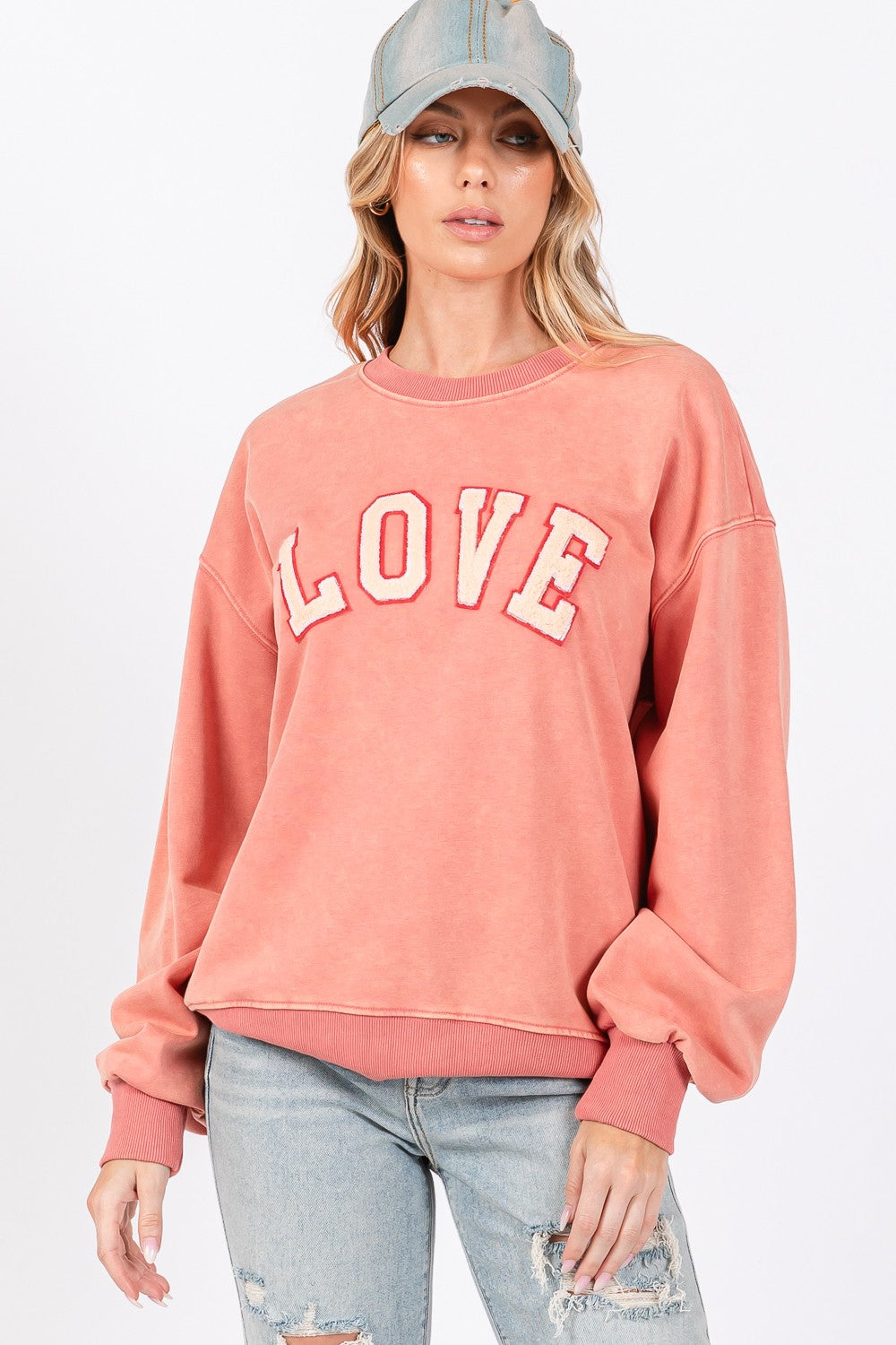 Outfit Flow - SAGE + FIG LOVE Path Applique Drop Shoulder Sweatshirt