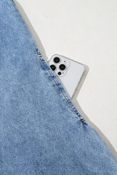 Short Sleeve Collared Patched Pocket Denim Mini Dress OutfitFlow