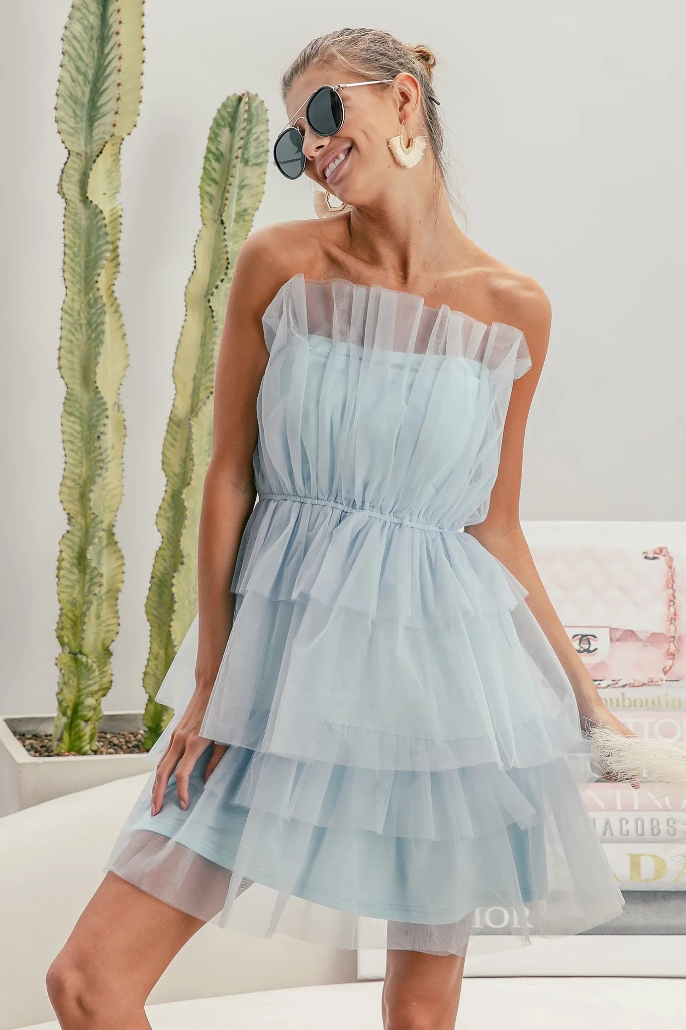 BiBi Sleeveless Layered Organza Dress OutfitFlow